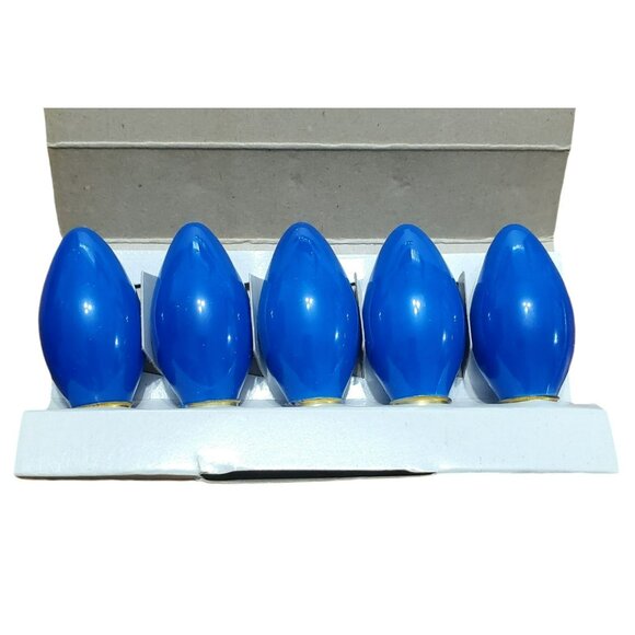 New C-9 1/4 Christmas Lamps Blue Replacement Light Bulbs Intermediate Base VTG - Picture 2 of 4